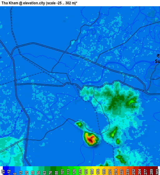 Zoom OUT 2x Tha Kham, Thailand elevation map