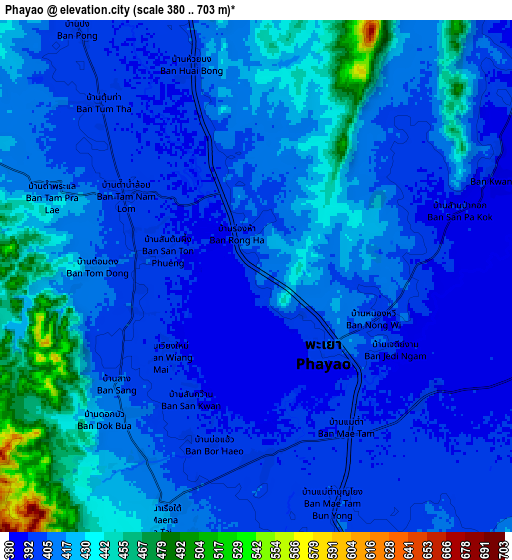 Zoom OUT 2x Phayao, Thailand elevation map