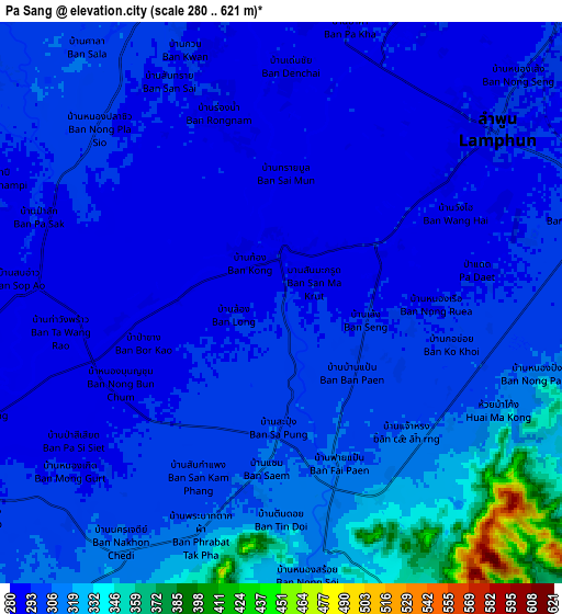 Zoom OUT 2x Pa Sang, Thailand elevation map