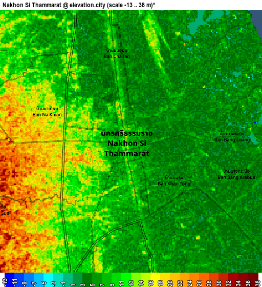 Zoom OUT 2x Nakhon Si Thammarat, Thailand elevation map