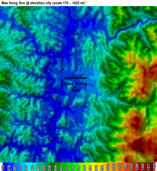 Zoom OUT 2x Mae Hong Son, Thailand elevation map