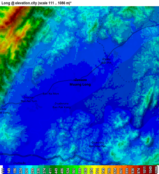 Zoom OUT 2x Long, Thailand elevation map