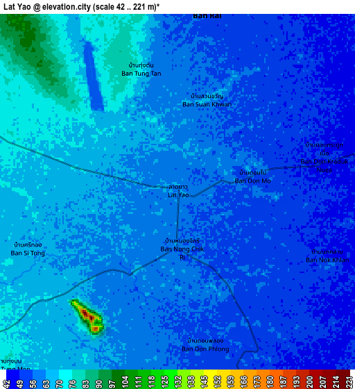 Zoom OUT 2x Lat Yao, Thailand elevation map