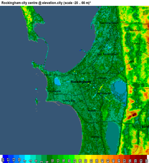 Zoom OUT 2x Rockingham city centre, Australia elevation map