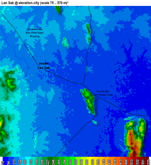 Zoom OUT 2x Lan Sak, Thailand elevation map