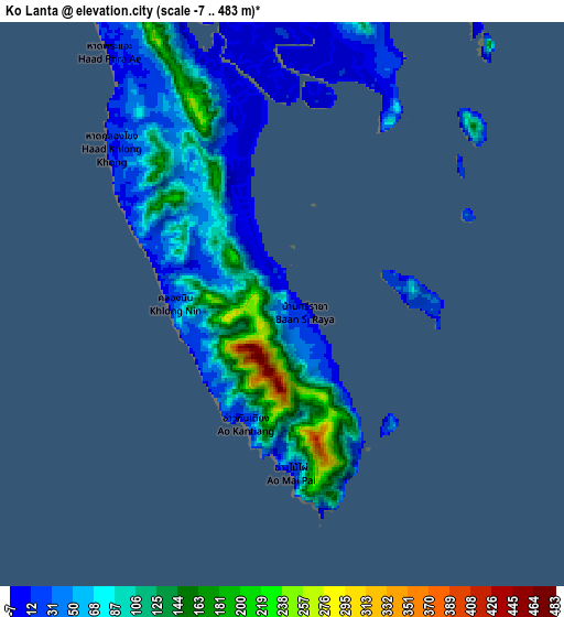 Zoom OUT 2x Ko Lanta, Thailand elevation map