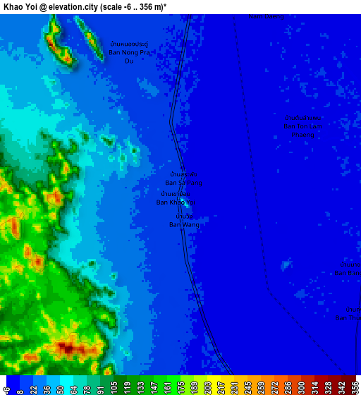 Zoom OUT 2x Khao Yoi, Thailand elevation map