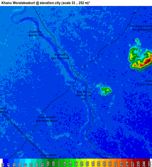 Zoom OUT 2x Khanu Woralaksaburi, Thailand elevation map