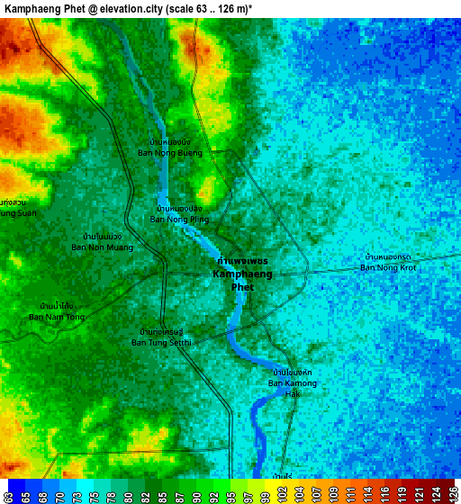 Zoom OUT 2x Kamphaeng Phet, Thailand elevation map