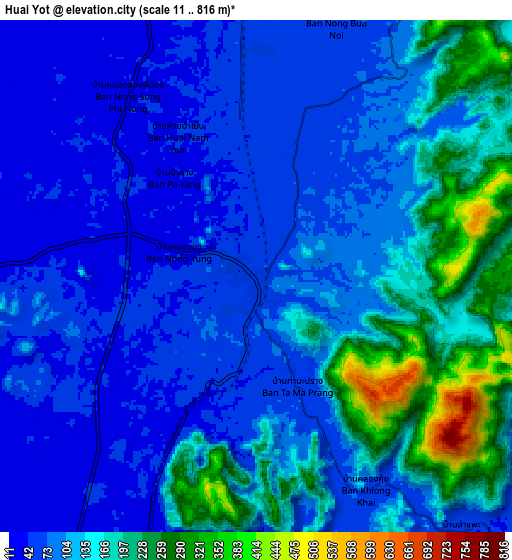 Zoom OUT 2x Huai Yot, Thailand elevation map