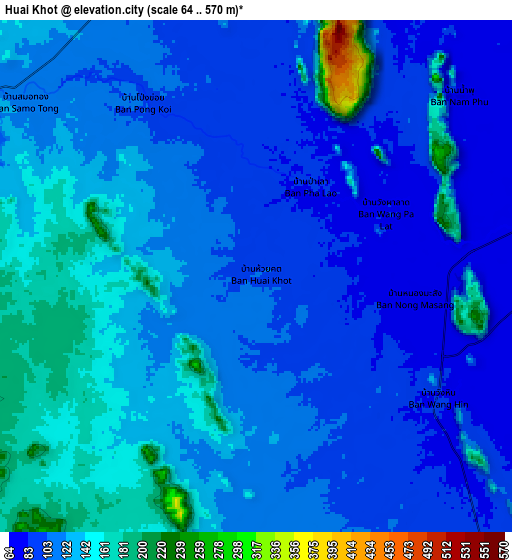 Zoom OUT 2x Huai Khot, Thailand elevation map