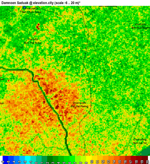 Zoom OUT 2x Damnoen Saduak, Thailand elevation map