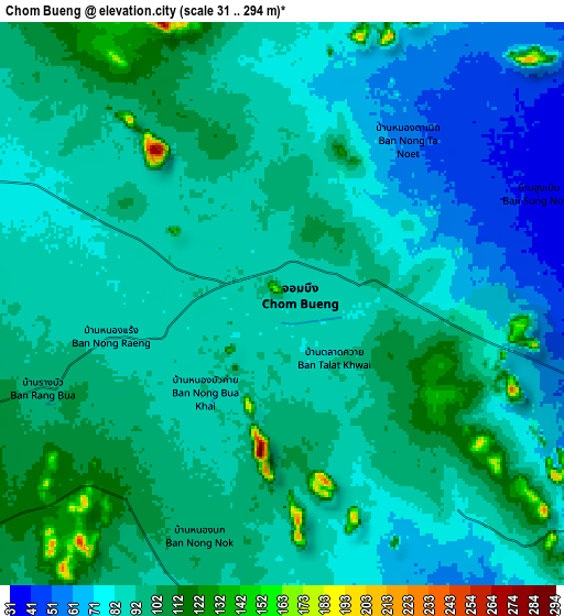 Zoom OUT 2x Chom Bueng, Thailand elevation map