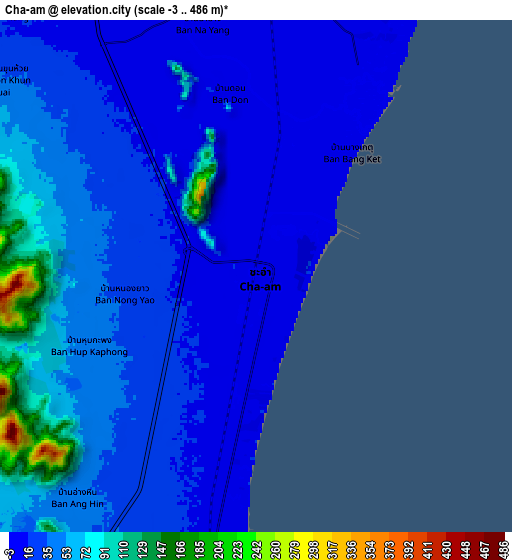 Zoom OUT 2x Cha-am, Thailand elevation map