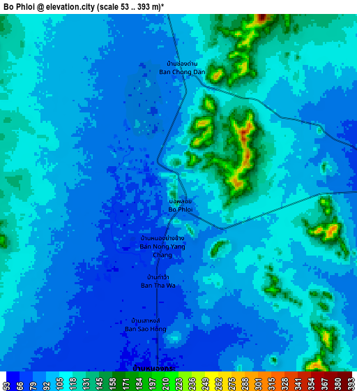 Zoom OUT 2x Bo Phloi, Thailand elevation map