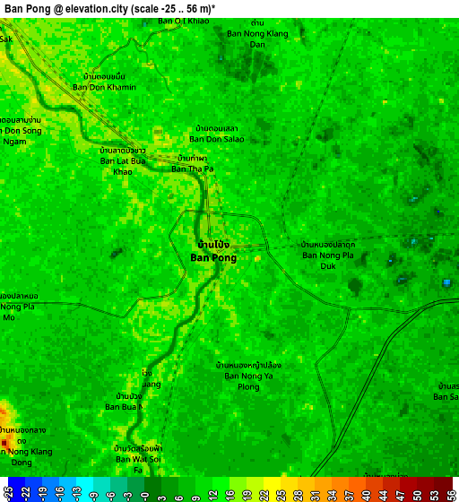 Zoom OUT 2x Ban Pong, Thailand elevation map