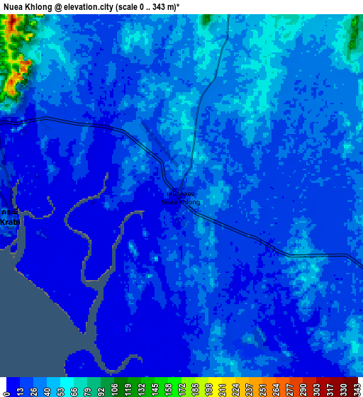 Zoom OUT 2x Nuea Khlong, Thailand elevation map