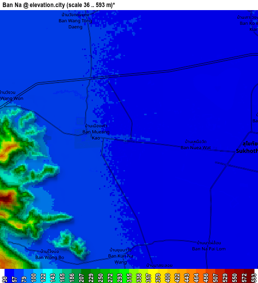 Zoom OUT 2x Ban Na, Thailand elevation map