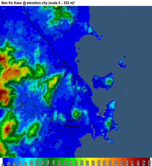 Zoom OUT 2x Ban Ko Kaeo, Thailand elevation map