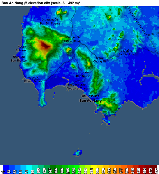 Zoom OUT 2x Ban Ao Nang, Thailand elevation map