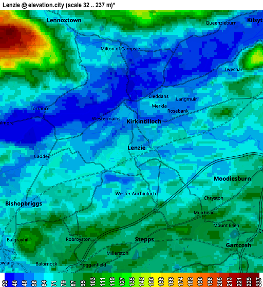 Zoom OUT 2x Lenzie, United Kingdom elevation map