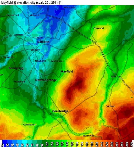 Zoom OUT 2x Mayfield, United Kingdom elevation map
