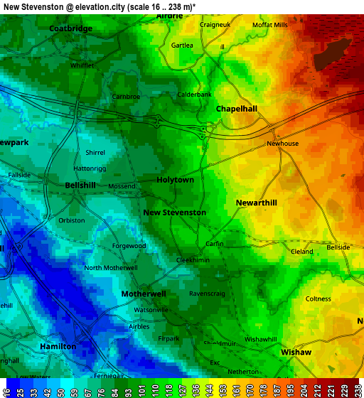 Zoom OUT 2x New Stevenston, United Kingdom elevation map