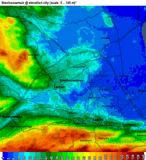 Zoom OUT 2x Stenhousemuir, United Kingdom elevation map