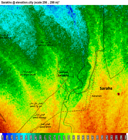 Zoom OUT 2x Sarakhs, Iran elevation map