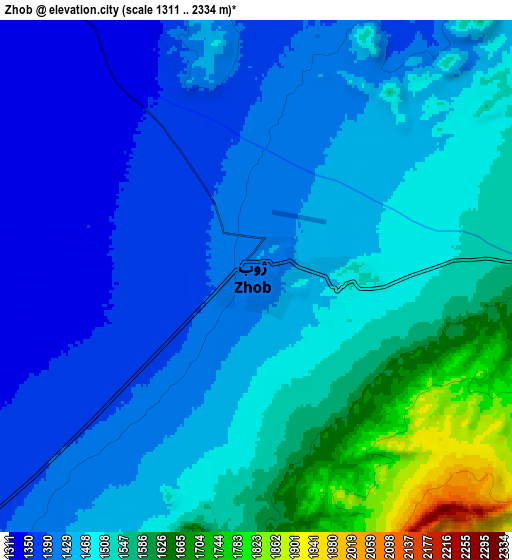 Zoom OUT 2x Zhob, Pakistan elevation map