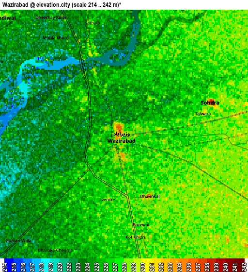 Zoom OUT 2x Wazirabad, Pakistan elevation map