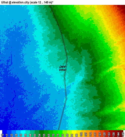 Zoom OUT 2x Uthal, Pakistan elevation map