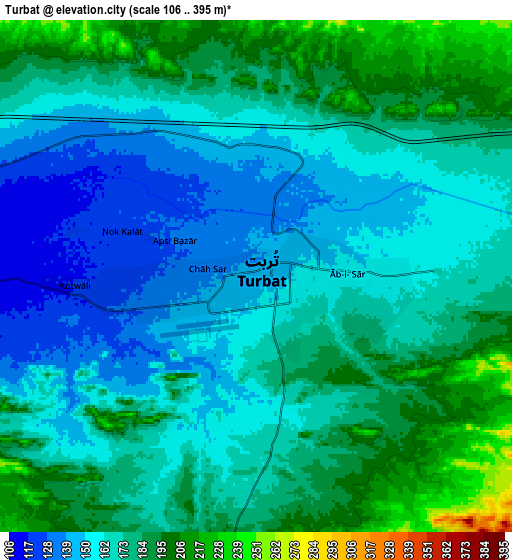 Zoom OUT 2x Turbat, Pakistan elevation map
