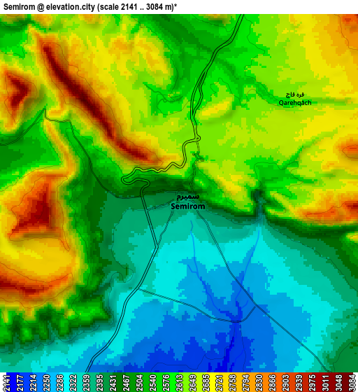 Zoom OUT 2x Semīrom, Iran elevation map
