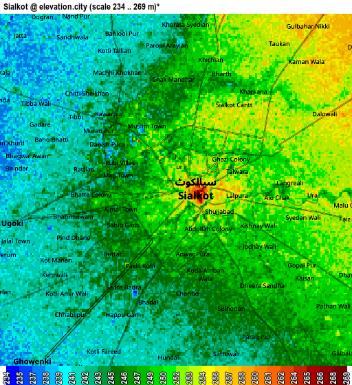 Zoom OUT 2x Sialkot, Pakistan elevation map