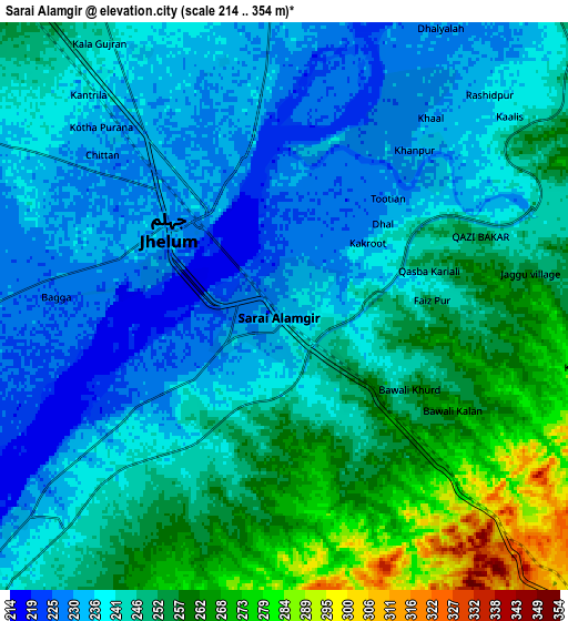 Zoom OUT 2x Sarai Alamgir, Pakistan elevation map