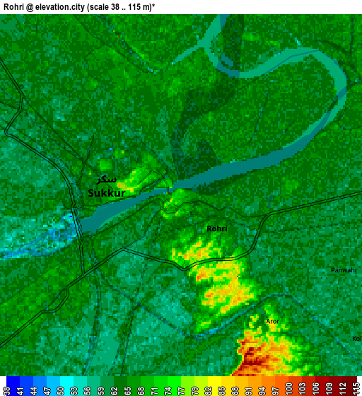 Zoom OUT 2x Rohri, Pakistan elevation map