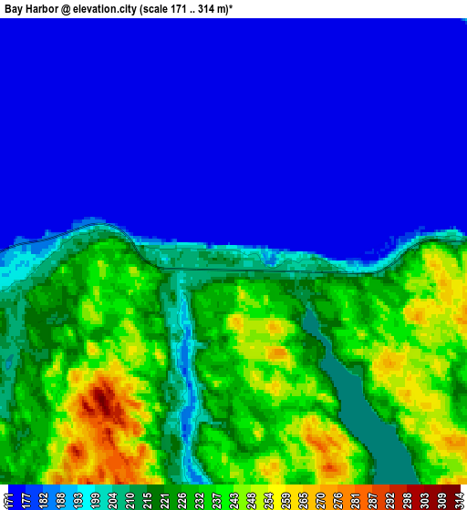 Zoom OUT 2x Bay Harbor, United States elevation map