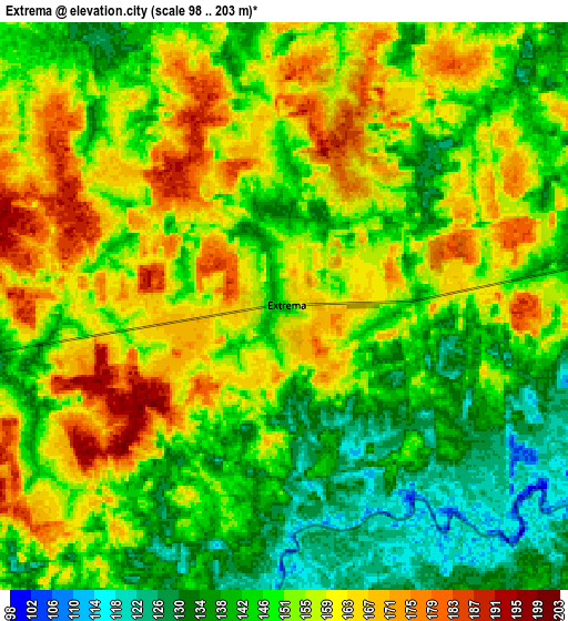 Zoom OUT 2x Extrema, Brazil elevation map