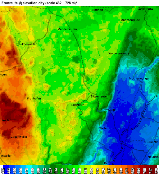 Zoom OUT 2x Fronreute, Germany elevation map