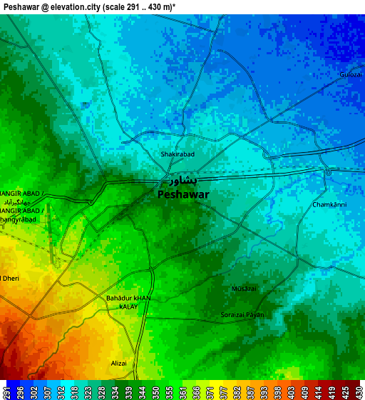 Zoom OUT 2x Peshawar, Pakistan elevation map
