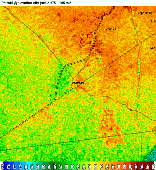 Zoom OUT 2x Pattoki, Pakistan elevation map