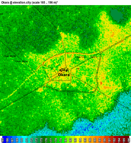 Zoom OUT 2x Okara, Pakistan elevation map