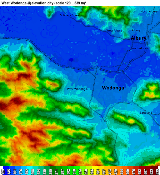 Zoom OUT 2x West Wodonga, Australia elevation map