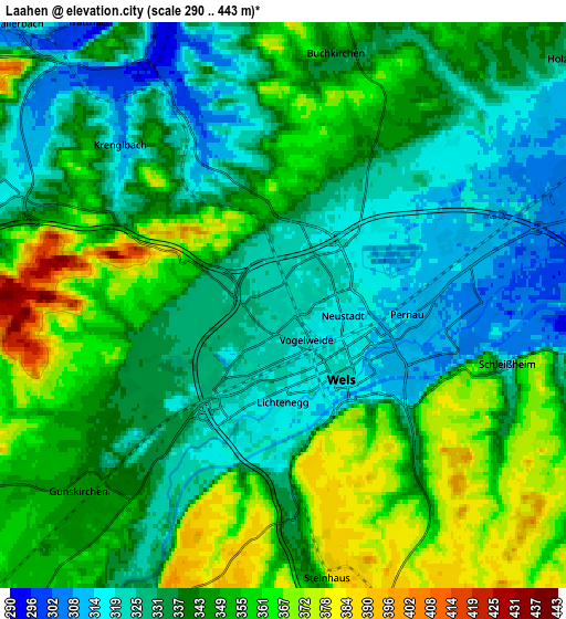 Zoom OUT 2x Laahen, Austria elevation map