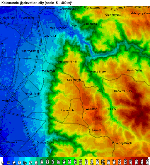 Zoom OUT 2x Kalamunda, Australia elevation map