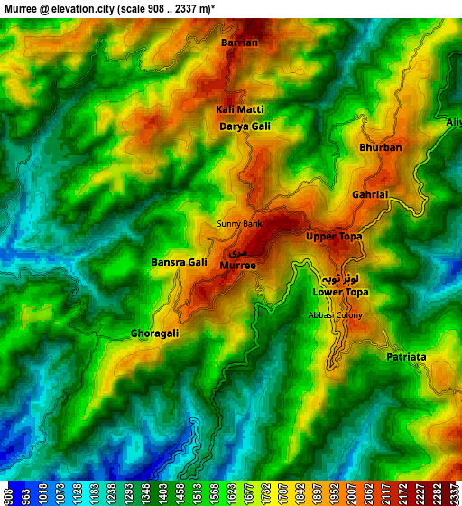 Zoom OUT 2x Murree, Pakistan elevation map