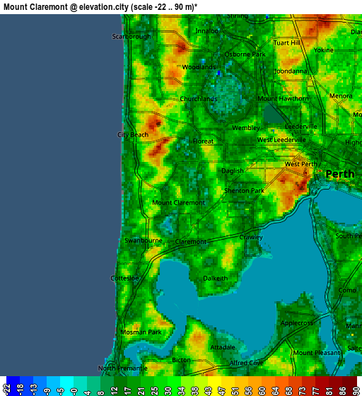 Zoom OUT 2x Mount Claremont, Australia elevation map