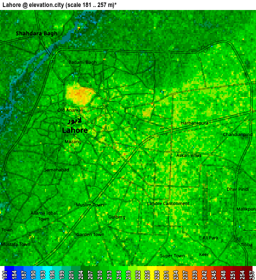 Zoom OUT 2x Lahore, Pakistan elevation map