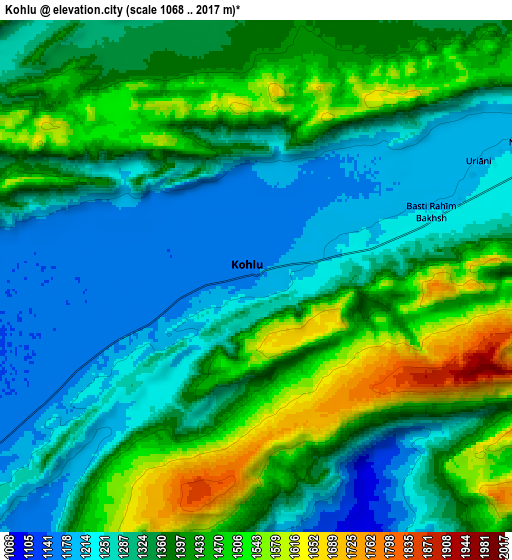 Zoom OUT 2x Kohlu, Pakistan elevation map